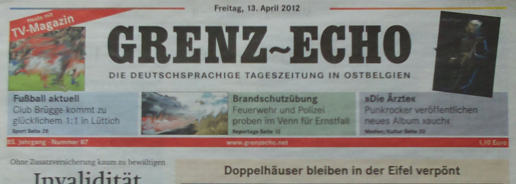 Zeitung Grenz-Echo Eupen Belgien